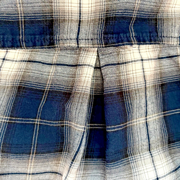 Terra & Sky Flannel Shirt Women 1X/16-18W Navy Blue Plaid Button Top Long Sleeve - Picture 6 of 6